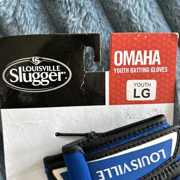NWT Louisville Slugger Omaha Batting Gloves - Youth Large in Royal Blue - Picture 3 of 4